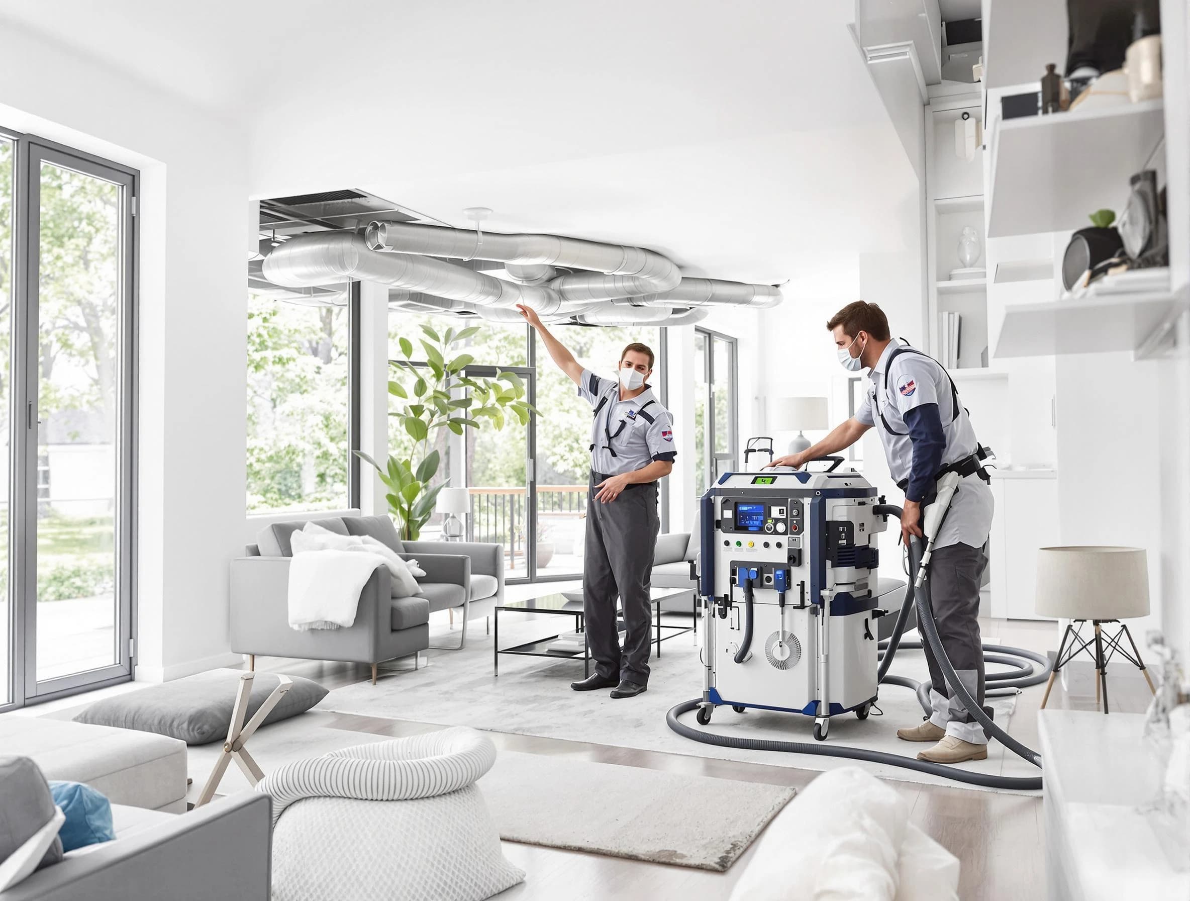 Boston Air Duct Cleaning professional conducting pure air duct cleaning with state-of-the-art equipment in Boston