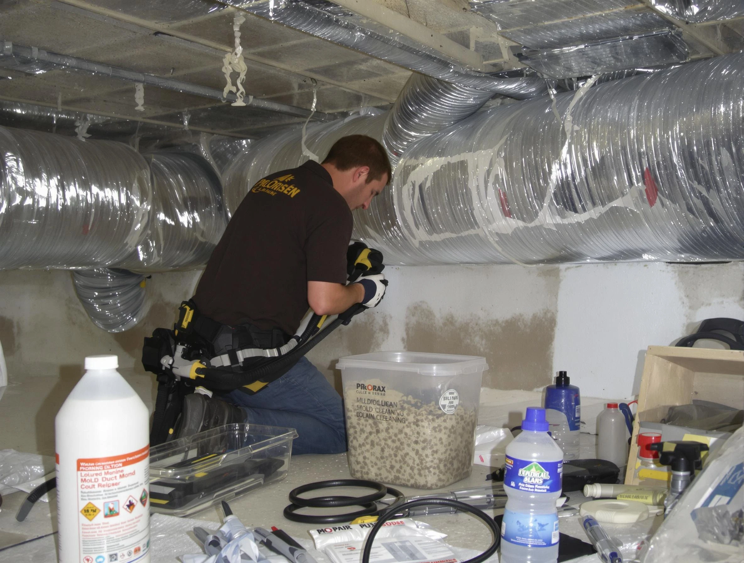 Boston Air Duct Cleaning specialist performing professional mold removal from air ducts in Boston