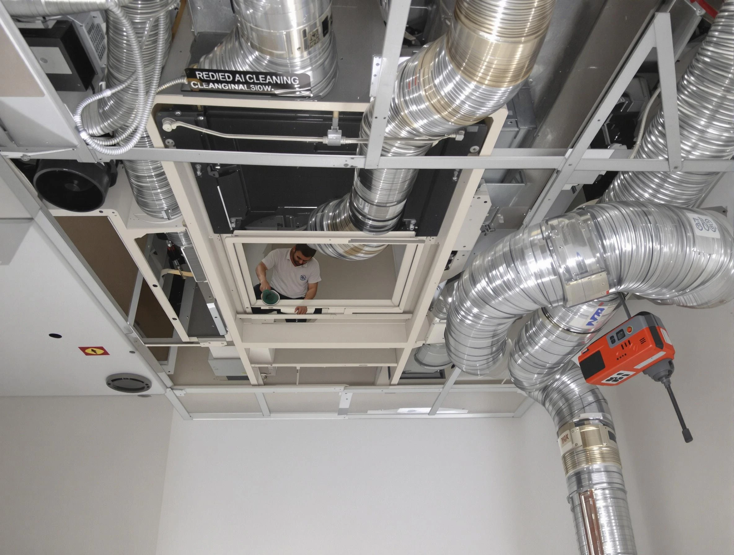 Boston Air Duct Cleaning technician performing detailed central duct system cleaning in Boston